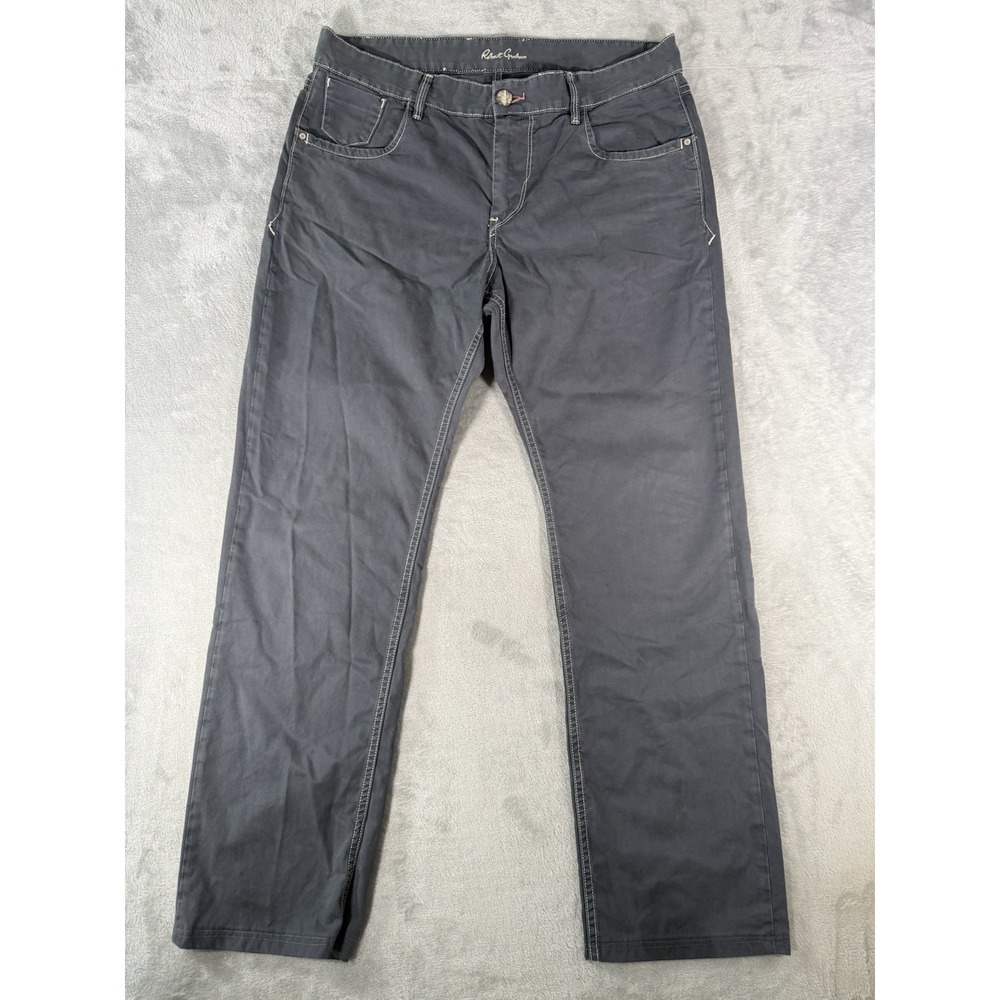 Robert Graham Pants Mens 35 Grey Classic Fit Yates Chino